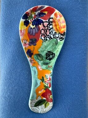 Anthropologie Multicolor Bohemian Floral Ceramic Spoon Rest